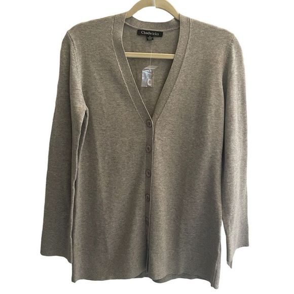 Chadwicks Sweaters - New Chadwick’s Gray Cotton Knit Button Front Cardigan Sweater Women’s Small 4 6